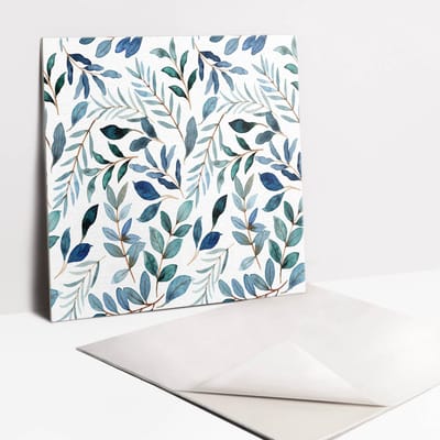 Tulup PVC Tegels - Twijgen En Bladeren Vinyl Tegels - 30 cm x 30 cm - Blauw Zelfklevende Vinyltegels - Set van 9 - Natuur Plaktegels - Vloer Tegels PVC - Plaktegels keuken en Badkamer