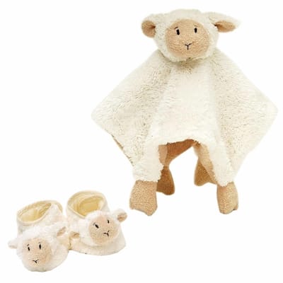 Baby cadeau setje slofjes en tuttel doekje van Lammy het lammetje - Happy Horse knuffels