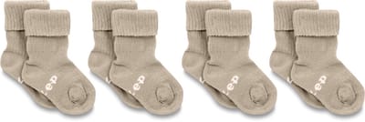 KipKep Blijf-Sokjes 4 paar - maat: 0-6 maanden - Cookie - Beige - Bio-katoen - Voordeelpak - baby sokjes
