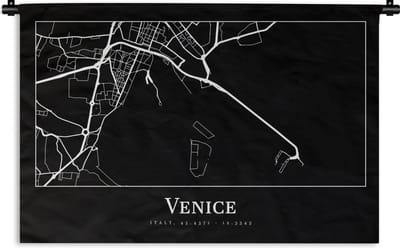 Wandkleed - Wanddoek - Stadskaart - Venetië - Kaart - Plattegrond - Venice - 180x120 cm - Wandtapijt