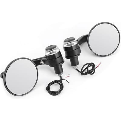 2 stuks 22 mm 78 inch Stuurpen Einde Ronde Achteruitkijkspiegels met LED Knipperlicht Universeel voor white