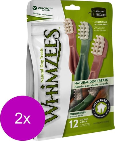 Whimzees Tandenborstel Medium - Hondensnacks - 2 x 12x11.4 cm