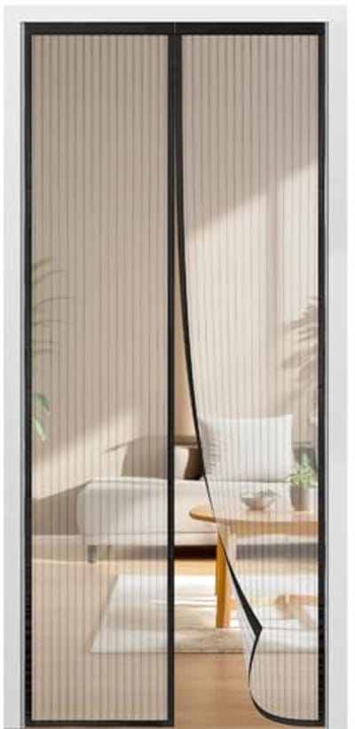 Vliegengaas voor deuren - Magneetsluiting, zonder boren - Insectenbescherming voor binnen en buiten - 60x210 cm - Zwart