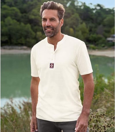 ATLAS FOR MEN - Set van 3 effen T-shirts met Henley kraag - Heren - Verkrijgbaar in grote maten - 3XL