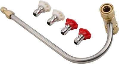 Tuingootreiniger Opzetstuk - Hogedruk Accessoire - Dakgoten Reinigen - Messing RVS Constructie - 4000 PSI - Zilverkleurig