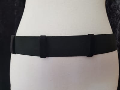 PD-band voor peritoneale dialyse (nierdialyse), maat XXL, in zwart huidvriendelijk (zacht) elastiek voor het opbergen van de katheter en het opbergen van het koppelstuk