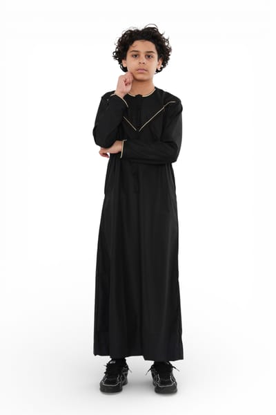Kinderen Jongens Ramadan Zwart Marokkaanse Jubba Robe Djellaba Eid Thobe - K-TT-006