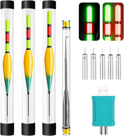 Thijox - DAZZTIME Visvlotter 3-delige set, LED dobbers, waterdichte visaccessoires, bobbervissen voor zoet- en zoutwater, ideaal voor vissers van alle