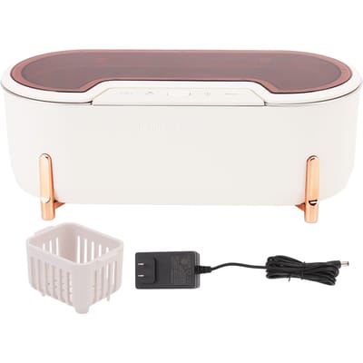 Nettoyeur à Ultrasons 40kHz pour Bijoux 4 Modes de Nettoyage Appareil Nettoyeur à Ultrasons pour Lunettes Montres white