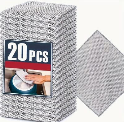 Metalen Schuursponsjes 20 Stuks – Dubbellaags Verdikte Stalen Draad 20×20 cm | Extra Groot & Heavy Duty