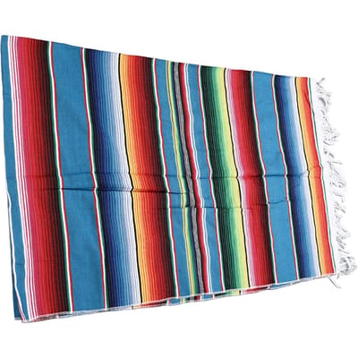 Chemin de table mexicain 6,6 pieds de long 4,9 pieds de large Couleurs vives Coton doux Franges Coton Chemin de table pour décoration de fête