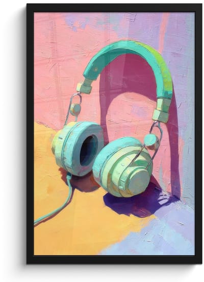 Poster in lijst - Fotolijst 40x60 cm - Posters - Koptelefoon - Mintgroen - Draad - Posterlijst zwart - Decoratie - Wanddecoratie woonkamer - Muurdecoratie slaapkamer