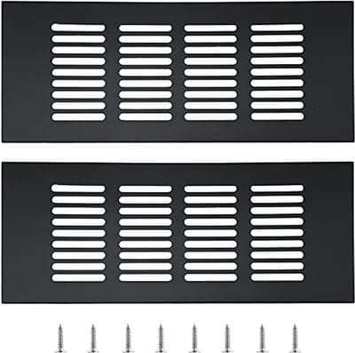 Ventilatierooster voor Kledingkast en Keuken - 2 Stuks Aluminium Hoes - Zwart 80 x 200 mm