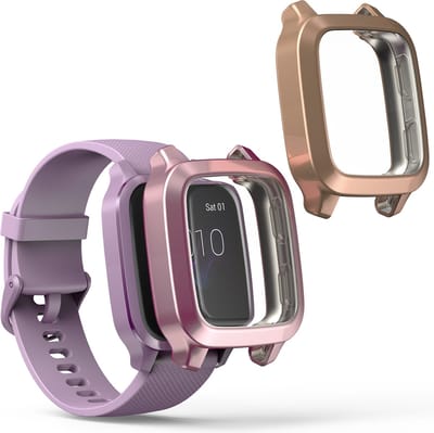 kwmobile 2x smartwatch hoes geschikt voor Garmin Venu Sq Music / Sq hoesje - Siliconen sporthorloge cover - Activity tracker case in oudroze / roségoud