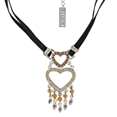Behave - Zwarte choker ketting - Romantische stijl met hartdetail