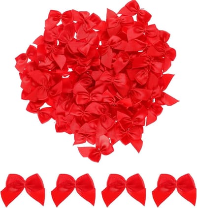 100 Stuks Kleine Satijnen Strikken 3x2cm voor DIY Knutselprojecten, Bruiloften, en Decoraties in Rood