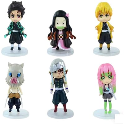 demon slayer 6stuks/set Anime kimetsu no yaiba figuur kamado tanjirou actiefiguur agatsuma zenitsu nezuko krijger PVC geschenkdoos black