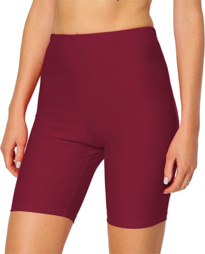 Merry Style MS-MS10-333-SWLE Dames lange Zwembroek - Zwemshorts - Bikinibroekje - Elastische tailleband - Polyamide & Elastaan - Wijnrood - 34