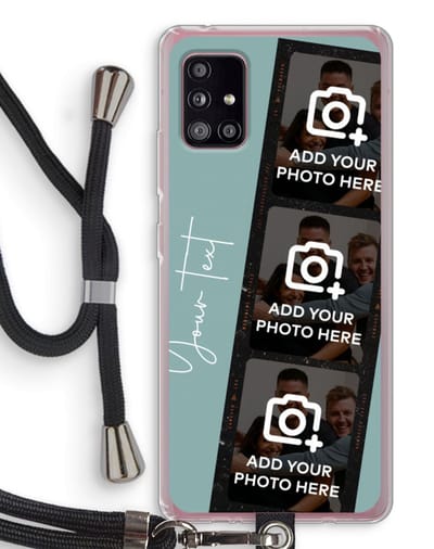 Gepersonaliseerd - Case Company® - Hoesje met koord geschikt voor Samsung Galaxy A51 5G hoesje met Koord - Filmrol N°1 - Telefoonhoesje met Zwart Koord - Bescherming aan alle Kanten en Over de Schermrand