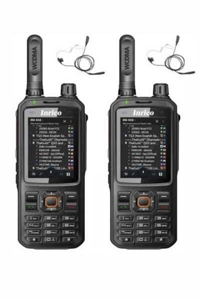 Set van 2 Inrico T320 V2 4G LTE Zello Portofoon, GPS, Wifi met beveiliging oortje