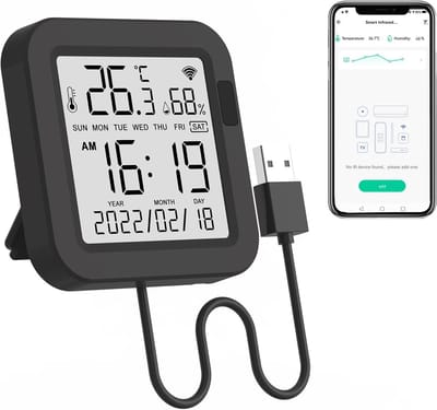 Slimme Thermometer & Hygrometer met Universele Wifi Afstandsbediening voor Binnen - Werkt met Alexa