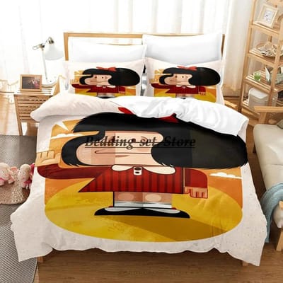 Mafalda Beddengoed Set Eenpersoons Twin Volledig Queen King Size Bed Set Volwassene Kind Slaapkamer Dekbedovertrek Sets 3D Anime Hoeslaken Set 70x133cm 2pcs