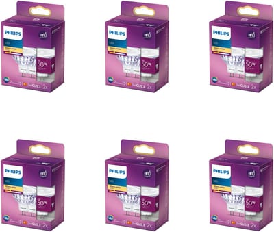 Philips Voordeelverpakking - GU5.3 - LED Spotlamp (MR16) - 12V - 50W - Niet Dimbaar - Warmwit Licht - Set van 12 Stuks