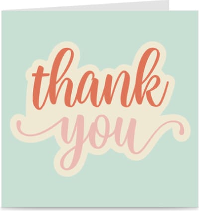 THANK YOU | kaart / wenskaart met envelop | bedankt kaartje | groen & roze