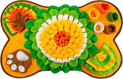 Snuffelmat Hond - Voer Speelgoed - Mentale Stimulatie - Met Pieper - 63x43 cm - Geel
