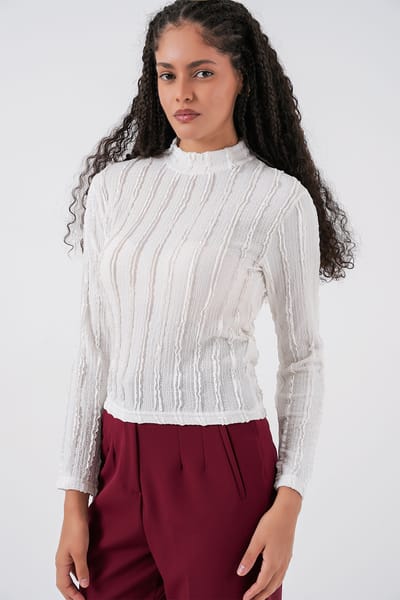 Gestructureerde Slanke Pasvorm Halve Colblouse