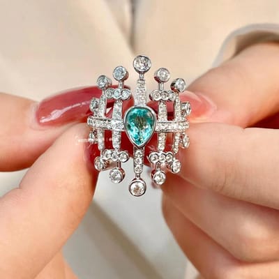 Briljante Retro Europese en Amerikaanse Licht Luxe Zirconia Groene Zirconia Ring voor Vrouwen Ins Trendy Niche Ontwerp High End Wijsvinger No. 10 gray