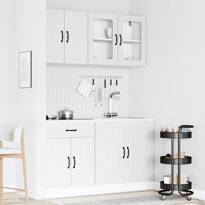 vidaXL - 4-delige - Keukenkastenset - Lucca - bewerkt - hout - wit