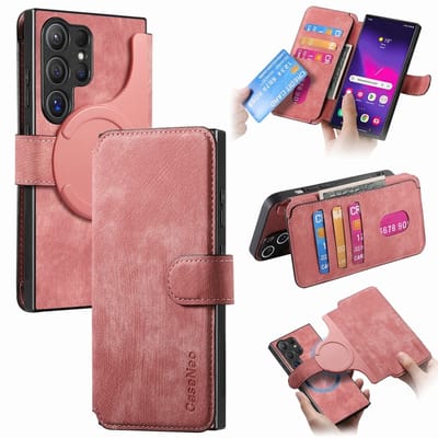 CaseNeo Hoesje - Geschikt voor Samsung Galaxy S25 Ultra Hoesje - CaseNeo 2-in-1 Book Case & Back Cover - Roze