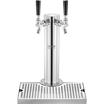 Kit de tour Kegerator, Kit de conversion pour bière à double robinet, Distributeur de tour à bière en acier inoxydable avec régulateur à double manomètre W21.8 et coupleur de fût système S,