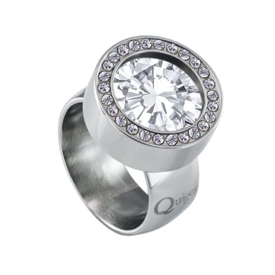 Quiges RVS Schroefsysteem Zirkonia Ring Zilverkleurig 16mm met Verwisselbare 12mm Mini Munt - SLSRS48316