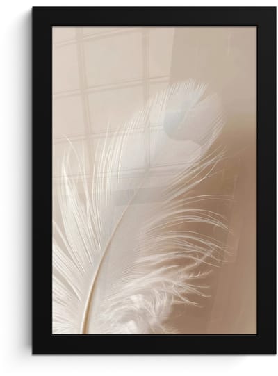 Poster in lijst - Fotolijst 20x30 cm - Posters - Veer - Minimalistisch - Roze - Posterlijst zwart - Decoratie - Wanddecoratie woonkamer - Muurdecoratie slaapkamer