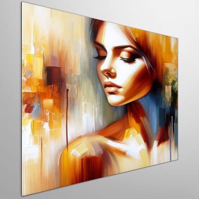 Acryl vrouw schilderij | Levendige elegantie: een ode aan de kracht van vrouwen | Kunst - 80x80 centimeter op Dibond | Foto op Dibond