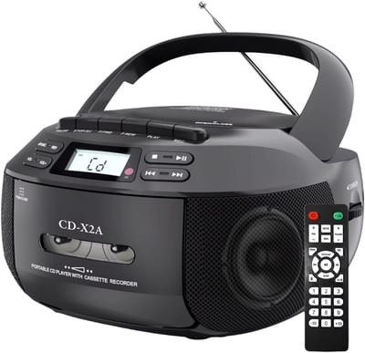 Boombox CD Speler - Draagbare Radio - Muziek Luisteren - Dubbele Speakers - 21 cm breed - Zwart