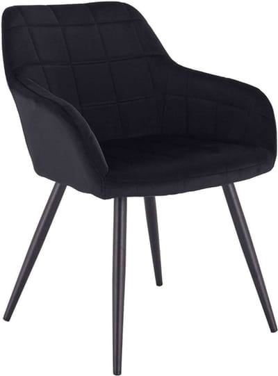 Happyment Luxe Eetkamerstoelen - Velvet Zwart - Fauteuils met armleuning - Woonkamerstoelen - Keukenstoelen - Kuipstoel - Set van 1
