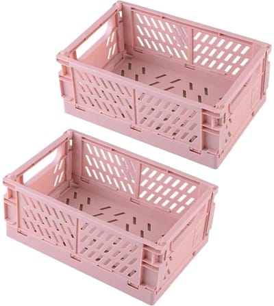 GELLDG 2 Stuks Opbergdozen - Kleine Klappboxen - Stapelbare Opbergkisten - 25,5x15x9,7cm (Ingeklapt 2,7cm) - Stevig en Duurzaam - Geschikt voor Keuken, Huishouden en Wonen