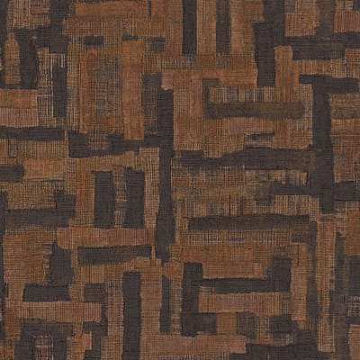 Etnisch behang Profhome 782046-GU vliesbehang hardvinyl warmdruk in reliëf gestructureerd in textiel look mat bruin okerbruin zwartbruin 5,33 m2