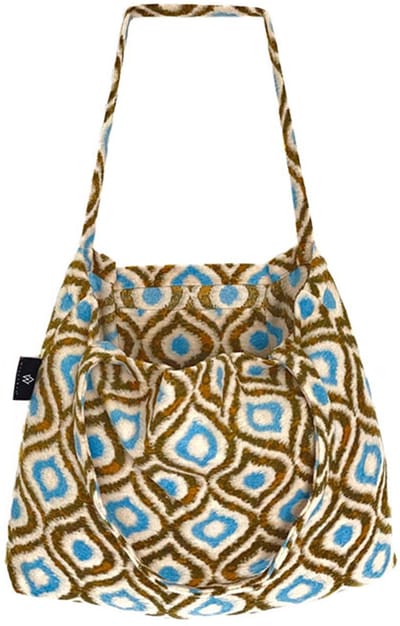 Wallabag - Tote Bag - Luiertas - Shopper - Mom Bag Retro Wooly Green Blue