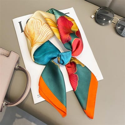 Luxe Zijden Sjaal Dikke Kat Vierkante Sjaal Voor Vrouwen Satine Hijab Mode Sjaals Neckerchief Vrouwen Haarbanden Lint Hoofdband Bandana 70x70cm