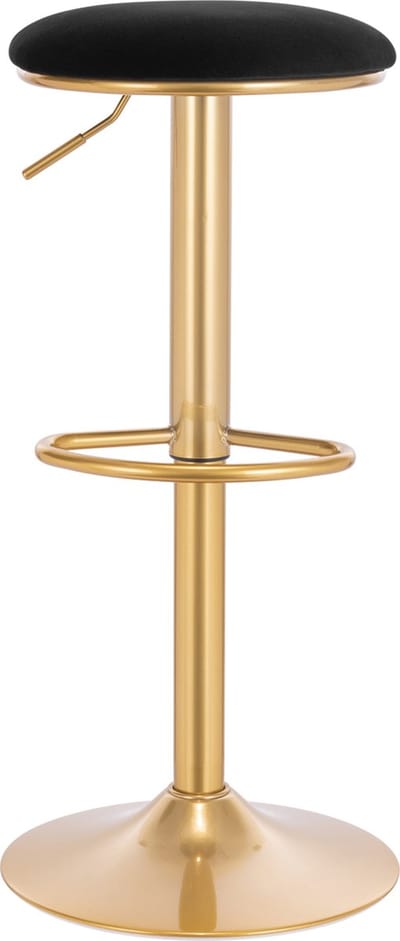 Happyment Luxe Barkruk - Zwart/goud Velvet - Barkrukken zonder rugleuning - Verstelbaar - 38x(61-82)cm