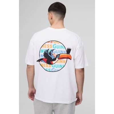 Oversized Guinness Toekan Licentie Geprint T-Shirt | White | Size XS