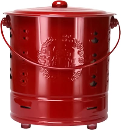 Verbrandingsvat Buiten - Papier Verbrander - Tuin Afval Verwerken - Draagbaar Met Haak - 31x29x31 cm - Rood