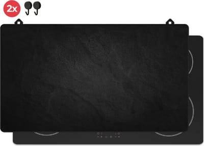 KitchyMist Inductie Beschermer 90x52 cm - Stenen Muur in het Zwart - Kookplaat Beschermer - Afdekplaat voor Kookplaat - Inductie Mat - Spatscherm Achterwand Keuken
