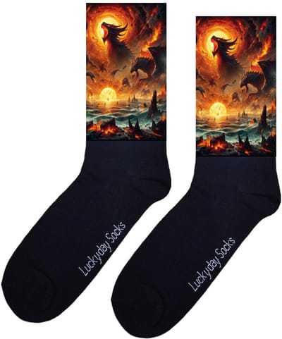 Luckyday Socks - Unisex sokken - Draken wereld - cadeau sokken - Maat 37-44
