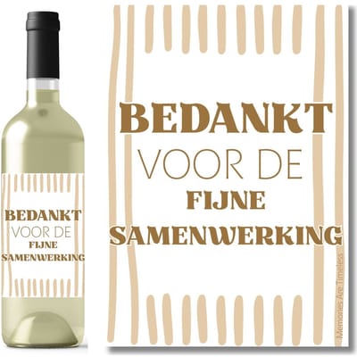 Wijnetiket Bedankt voor de Fijne Samenwerking | Cadeau Collega