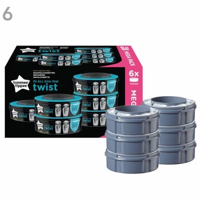 Tommee Tippee origineel luieremmer navullingen (cassettes) - 6 stuks - compatibel met Sangenic Tec en twist and click - met meerlaags antibacterieel folie -